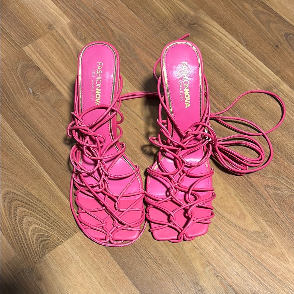 Fashion Nova Pink Strappy Sandals